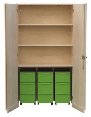 Garagenschrank 1-reihig mit Aufbewahrungsboxen 01