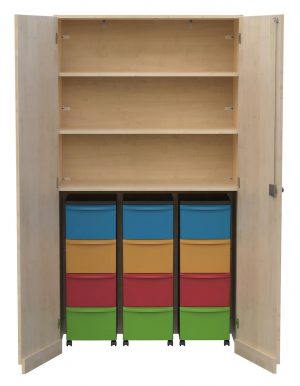 Garagenschrank 1-reihig mit Aufbewahrungsboxen 02