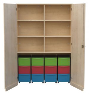 Garagenschrank 2-reihig mit Aufbewahrungsboxen 01