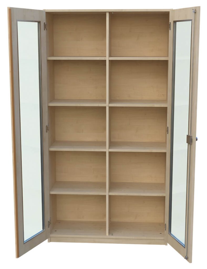 Hochschrank 5OH mit Mittelwand und Glastüren (3-3 Glasausschnitt) BHT 90 x 190 x 50