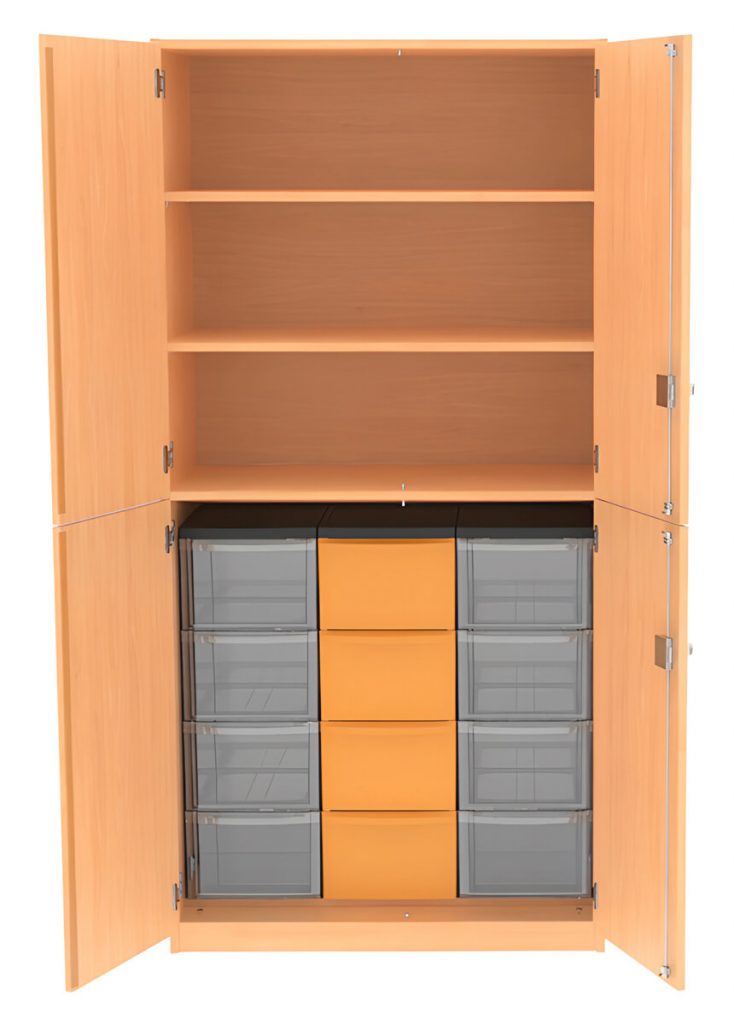 Schrank mit Aufbewahrungsboxen 1-reihig 18